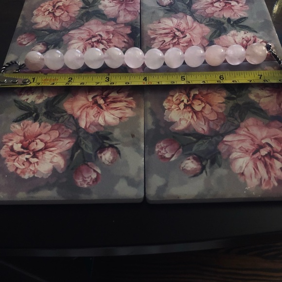 Rose Quartz bead Bracelet 7.5 in - Picture 2 of 2